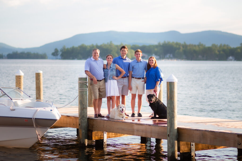 Family and senior portraits at lake Winnipesaukee in New Hampshire. Photographed by Pierre Chiha Photographers